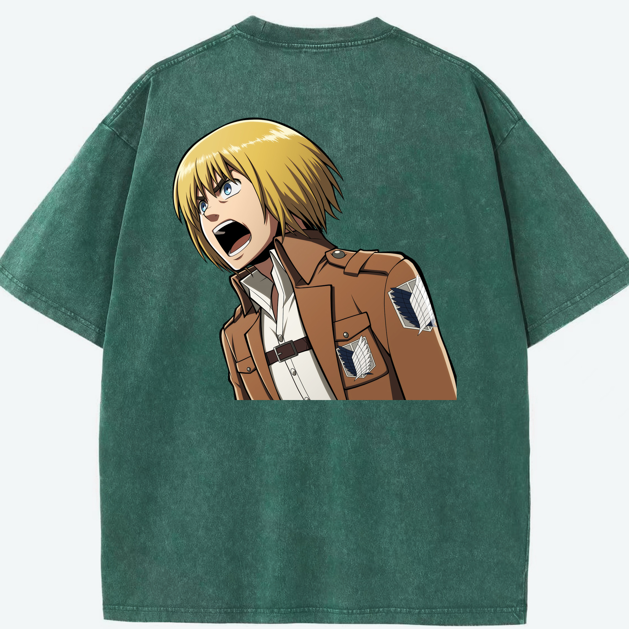 （画像用） 進撃の巨人 アルミン·アルレルト Attack on Titan Armin Arlert 綿100% ヴィンテージ風 半袖Tシャツ（背面プリント）